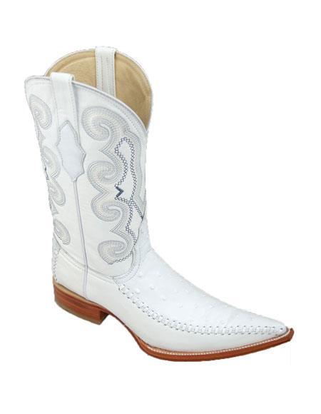 Botas de Avestruz Grabado Tejida Horma 3X Aladino Blanco WD-106 - Imagen 7
