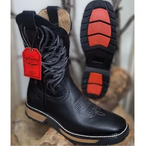 Botas de Trabajo Horma Rodeo Suela Doble Densidad Color Negro Q822W2705