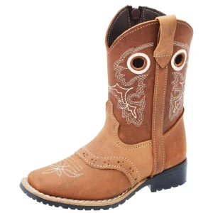 Botas para Niño Horma Rodeo Color Miel con Antifaz y Zipper WD-383