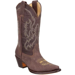 Botas Vaqueras de Cuerdo para Dama Punta Recortada ROD-1564 Cafe