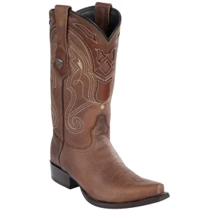 Botas de Piel Original Punta Recortada Color Cafe - Wild West Boots