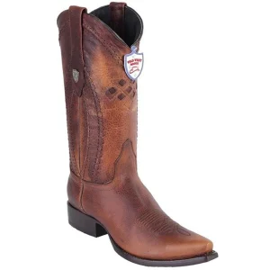 Botas Vaqueras de Cuero Original Punta Recortada Color Miel - Wild West Boots