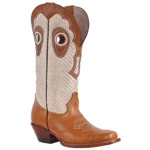 Botas Vaqueras de Cuero y Tweed con Horma Rodeo ROD-03053-Miel