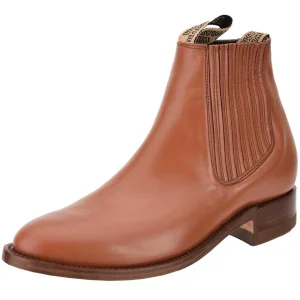 Botin Charro Piel Napa Color Miel Suela de Cuero WD-715