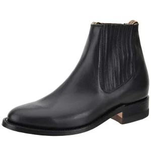 Botin Charro Piel Napa Color Negro Suela de Cuero WD-717