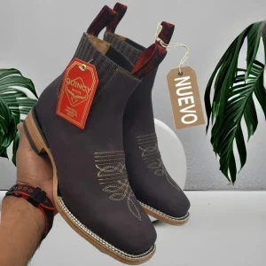 Botin Charro Quincy de Cuero con Punta Cuadrada Chocolate Q82BP6394