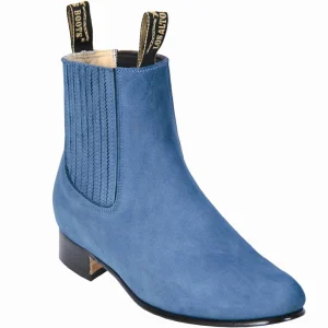 Botines de Gamuza Punta Redonda Color Azul Jean - Los Altos Boots