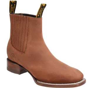 Botines Charro Cuadrado de Piel Original Terminado Crazy- Rodeo Imports