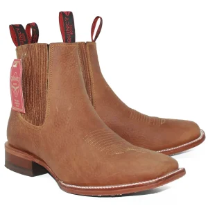 Botines Charro Quincy con Punta Cuadrada Color Tan Q82B2731
