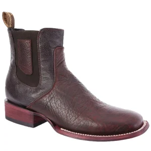 Botines Charros de Cuello de Toro con Punta Cuadrada Color Cafe WD-750