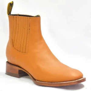 Botines Charros de Cuero Punta Cuadrada Color Miel DIE-720HON