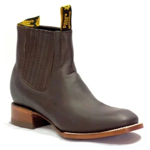 Botines Charros de Cuero Punta Cuadrada Color Moka DIE-720MOK