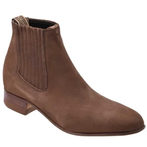 Botines Charros de Gamuza Original Color Cafe con Suela de Cuero WD-721