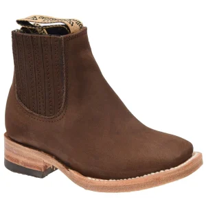 Botines Charros de Gamuza Punta Cuadrada para Joven Color Cafe WD-344