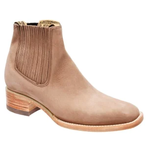 Botines Charros de Gamuza Punta Cuadrada para Mujer Color Nogal