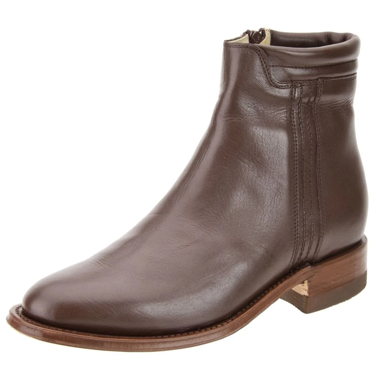 Botines Charros de Piel Napa Original Color Cafe con Zipper Lateral WD-735