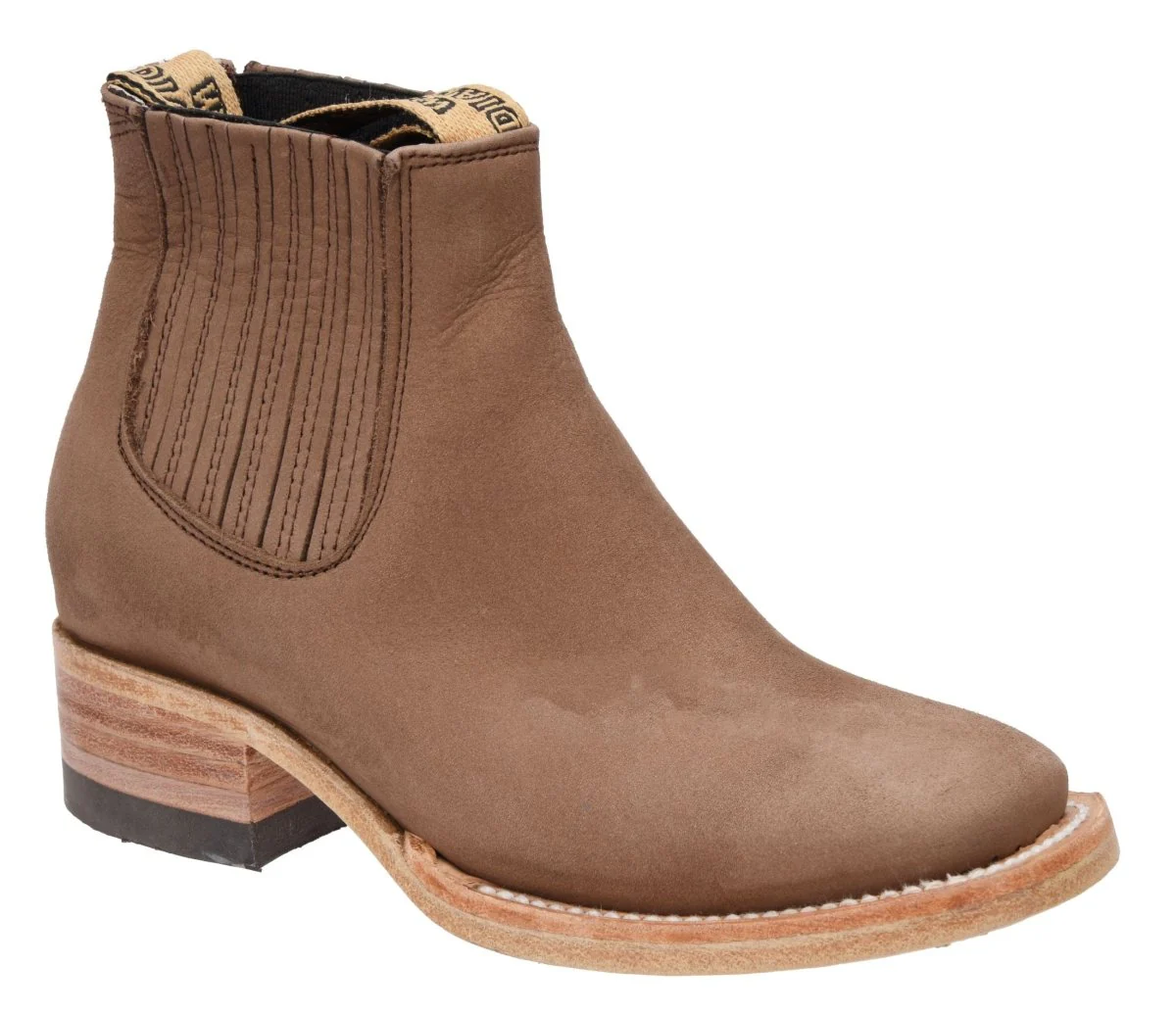 Botines Charros para Niño de Gamuza Original Punta Cuadrada Color Nogal WD-349