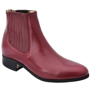 Botines Charros Piel Napa Color Vino con Suela de Hule WD-706