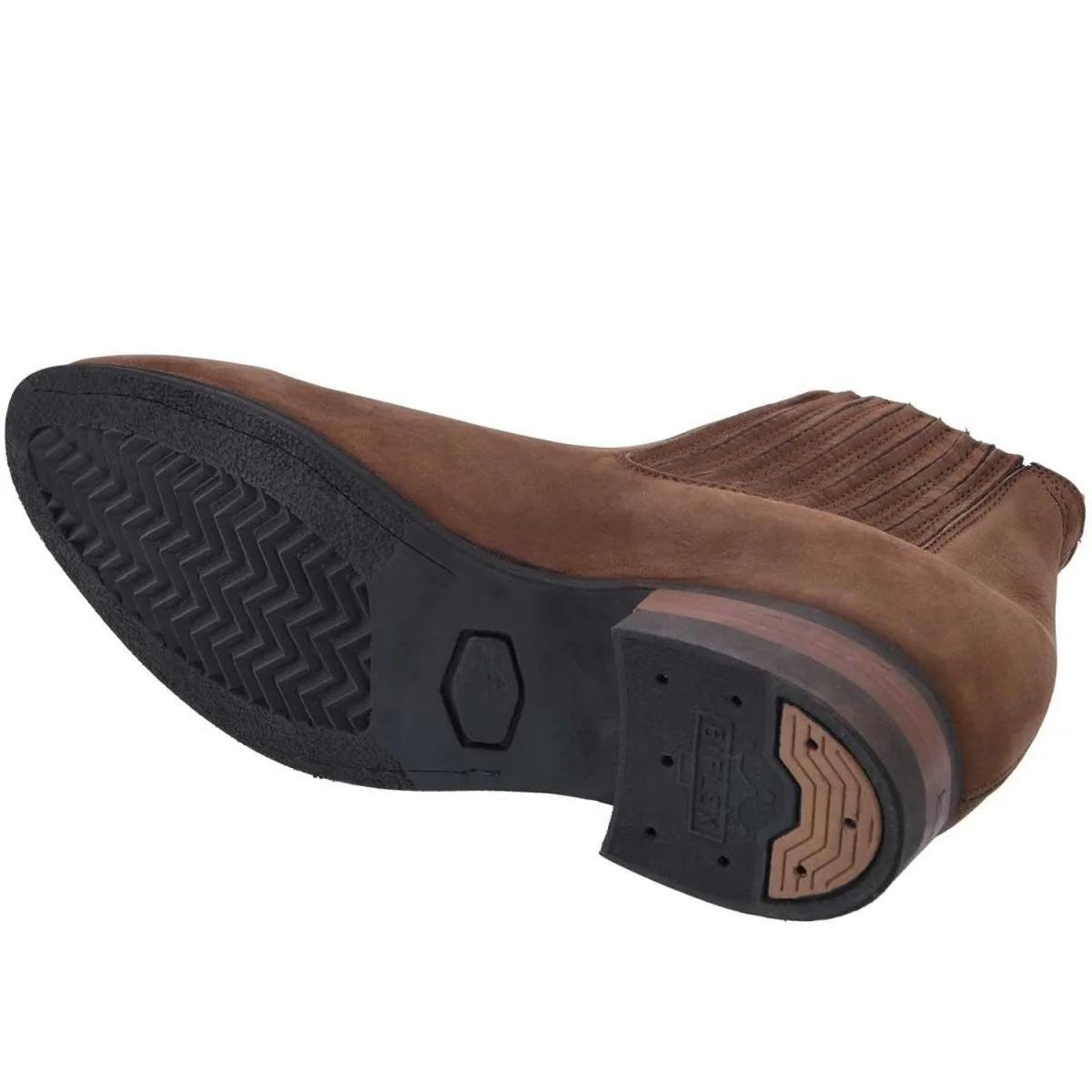 Botines Charros Piel Nobuck Color Cafe con Suela de Hule WD-703 - Imagen 3