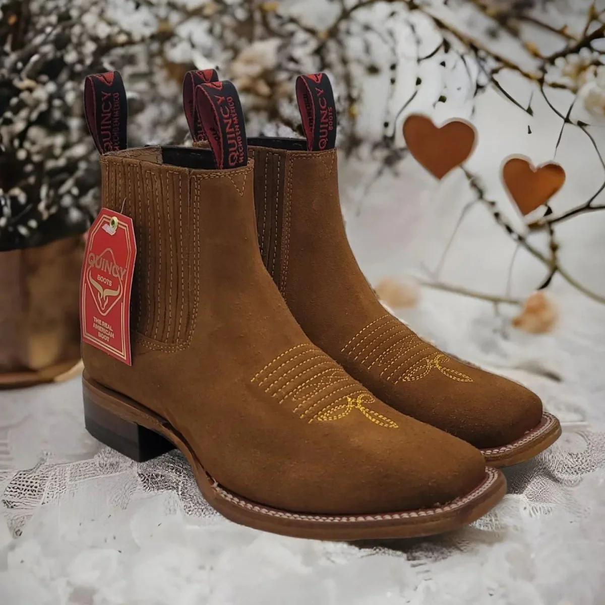 Botines Charros de Gamuza Punta Cuadrada para Mujer Quincy Q82BJ6350 - Imagen 6