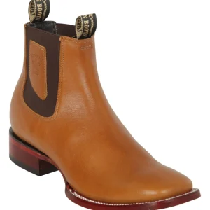 Botines de Piel Original Punta Cuadrada Ancha Color Miel - Los Altos Boots