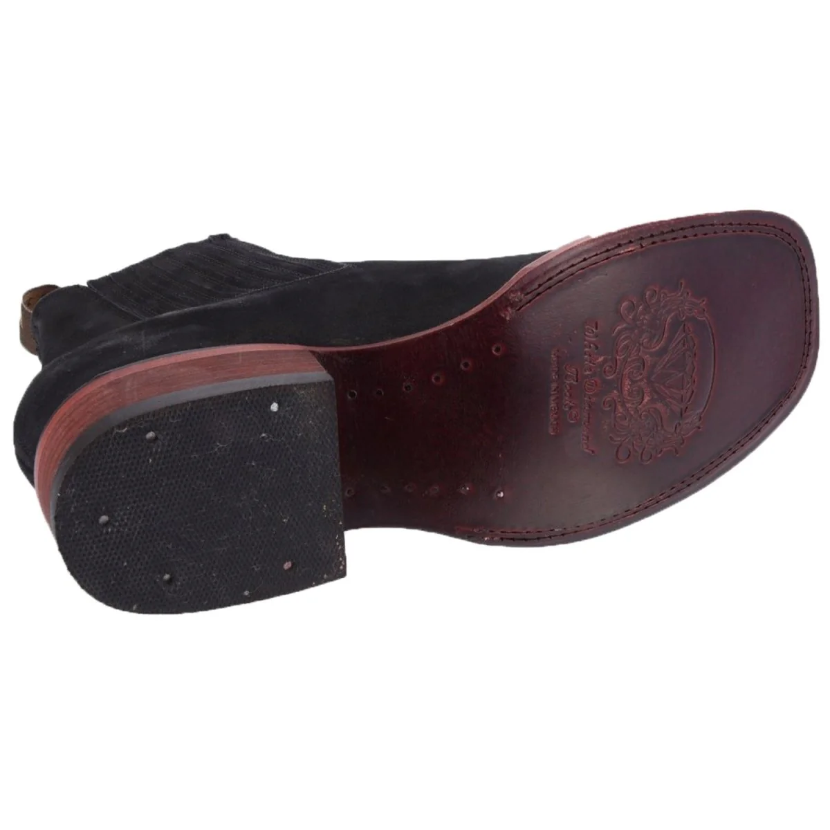 Botines Charros Punta Cuadrada de Gamuza (Nobuck) Color Negro WD-744 - Imagen 3