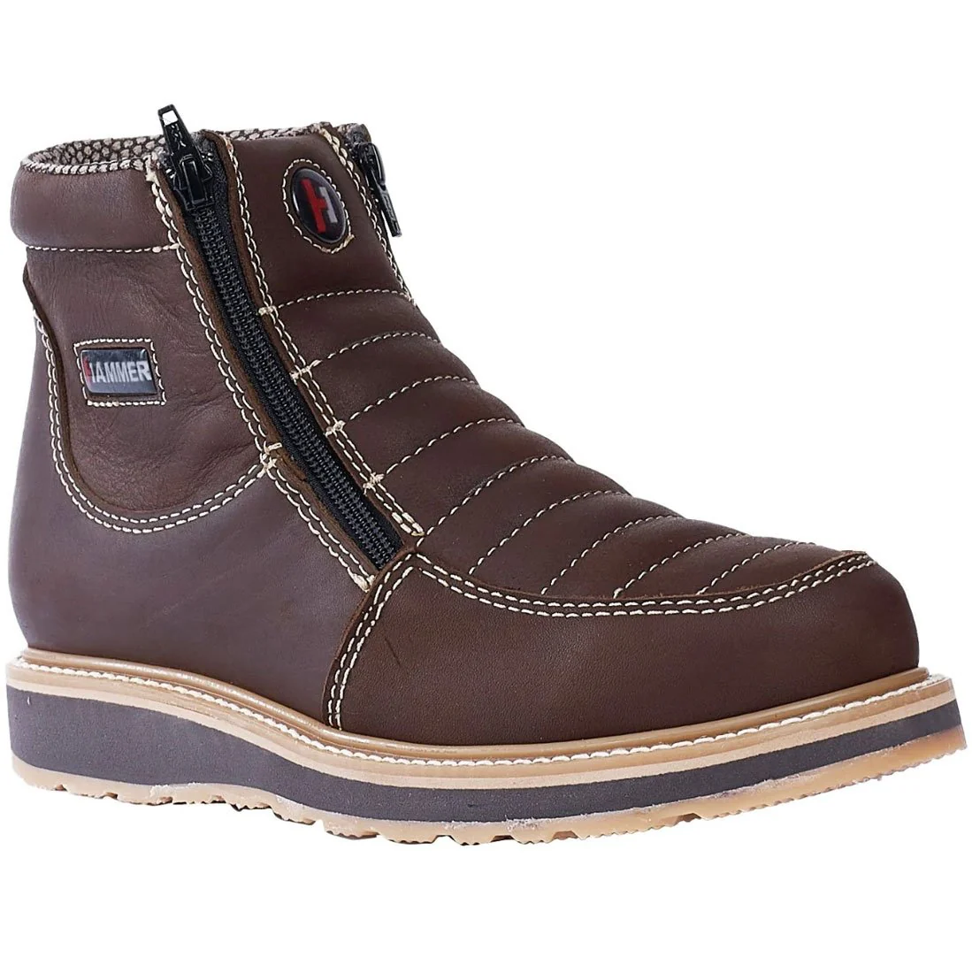 Botines de Trabajo Hammer Doble Zipper Suela Doble Densidad Color Cafe HM339 - Imagen 2