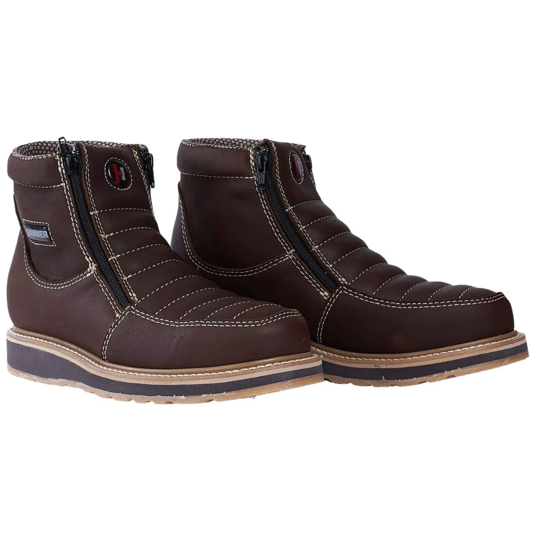 Botines de Trabajo Hammer Doble Zipper Suela Doble Densidad Color Cafe HM339 - Imagen 4
