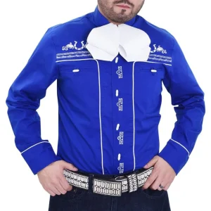 Camisa Charra Bordada para Niño Color Azul WD-938A