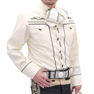 Camisa Charra Bordada para Niño Color Beige WD-938B