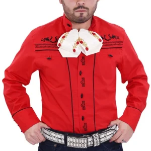 Camisa Charra Bordada para Niño Color Rojo WD-938R