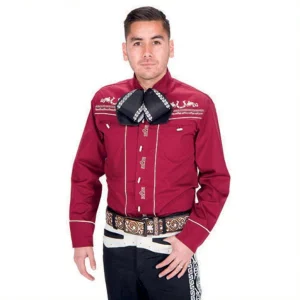 Camisa Charra Bordada para Niño Color Rojo WD-938M