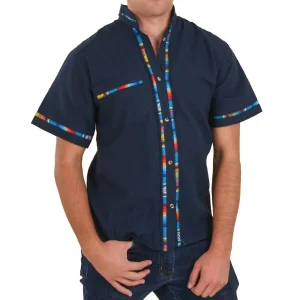 Camisa para Hombre Manga Corta Color Azul Marino IMP-78122