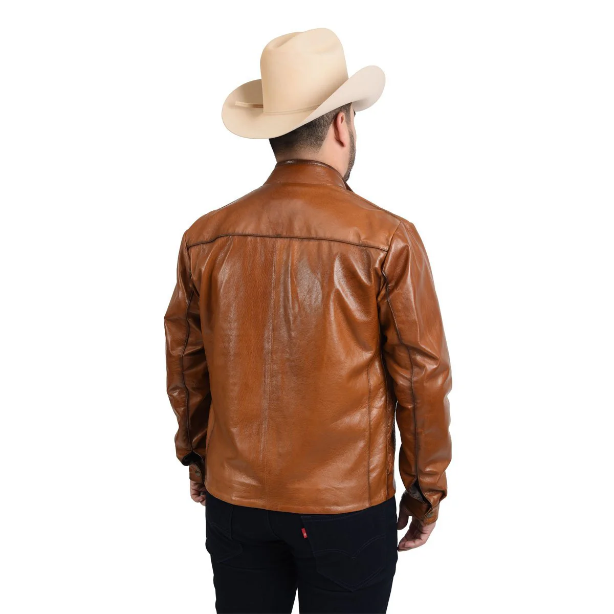 Chamarra Trenzada de Piel Fina Original Color Miel WD-1768 - Imagen 3