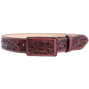 Cinto Vaquero de Cuero Cincelado Original Color Cognac WD-1532