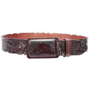 Cinto Vaquero de Cuero Cincelado Original con Caballo