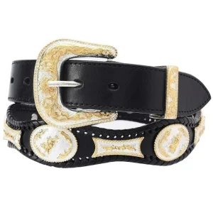 Cinto Vaquero Fino con Hebilla de Metal Grabada