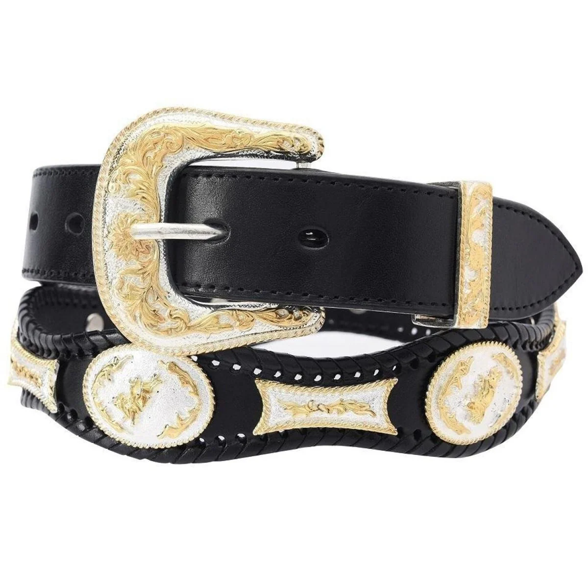 Cinto Vaquero Fino con Hebilla de Metal Grabada