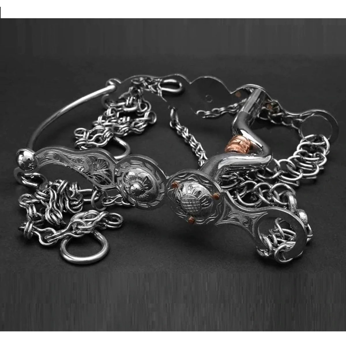 Freno Fino para Caballo Acero Inoxidable Grabado Alto Relieve IMP-51111 - Imagen 2