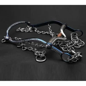 Freno Fino para Caballo Acero Inoxidable Pavoneado Azul IMP-51115
