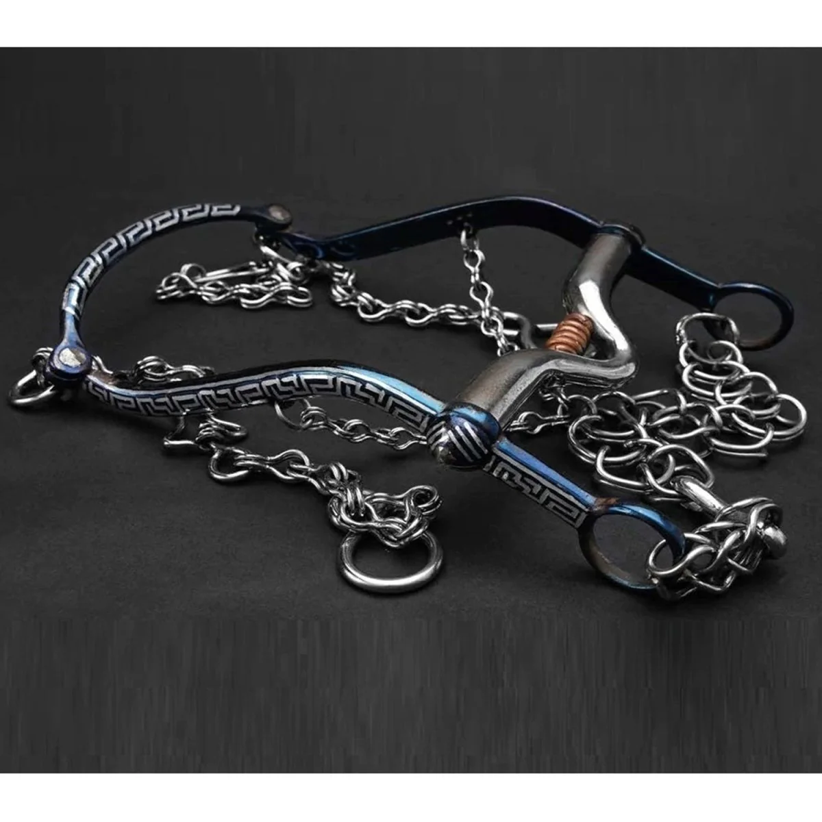 Freno Fino para Caballo Acero Inoxidable Pavoneado Azul IMP-51115 - Imagen 2