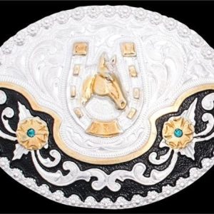 Hebilla de Caballo con Herradura de Alpaca Fina Stone Hats