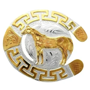 Hebilla de Herradura con Caballo de Alpaca Fina IMP-23120