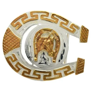 Hebilla de Herradura con Cabeza de Caballo de Alpaca Fina IMP-23114