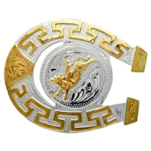 Hebilla de Herradura con Toro de Alpaca Fina IMP-23111