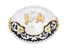 Hebilla de Tres Caballos de Alpaca Fina Stone Hats