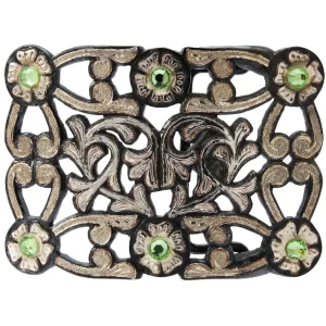 Hebilla Vaquera de Plata Original para Cinto con Flores WD-1369