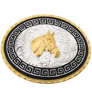 Hebilla Vaquera para Cinto con Cabeza de Caballo en Oro WD-1315