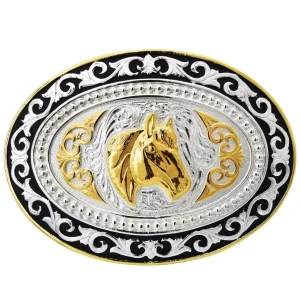 Hebilla Vaquera para Cinto con Cabeza de Caballo en Oro WD-1319