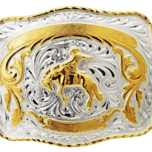 Hebilla Vaquera para Cinto con Jinete de Rodeo en Oro WD-1293